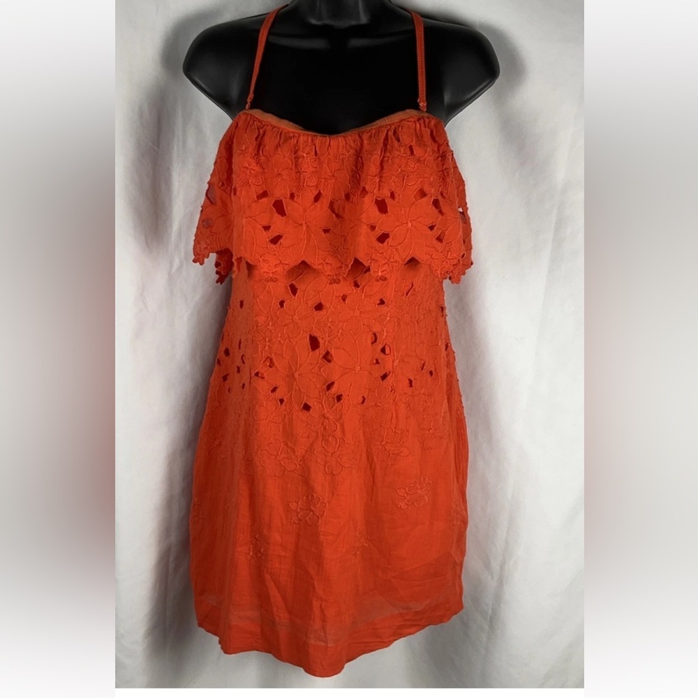 Free People Women’s Size 4 Orange Appliqué‎ Cut Outs Morning Dove Mini
